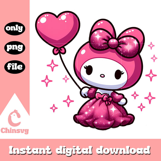 My melody wear pink dress png, sanrio characters png, valentine png