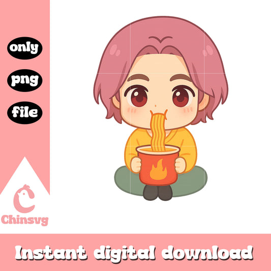 Mystery demon eating noodle design png, saja boys mystery png