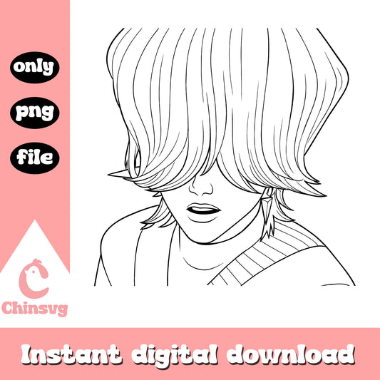 Mystery saja boys outline png, mystery kpop demon hunters png