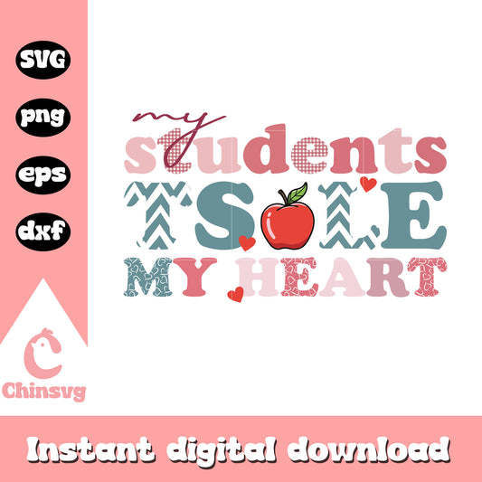 My student stole my heart svg, my student svg, heart svg
