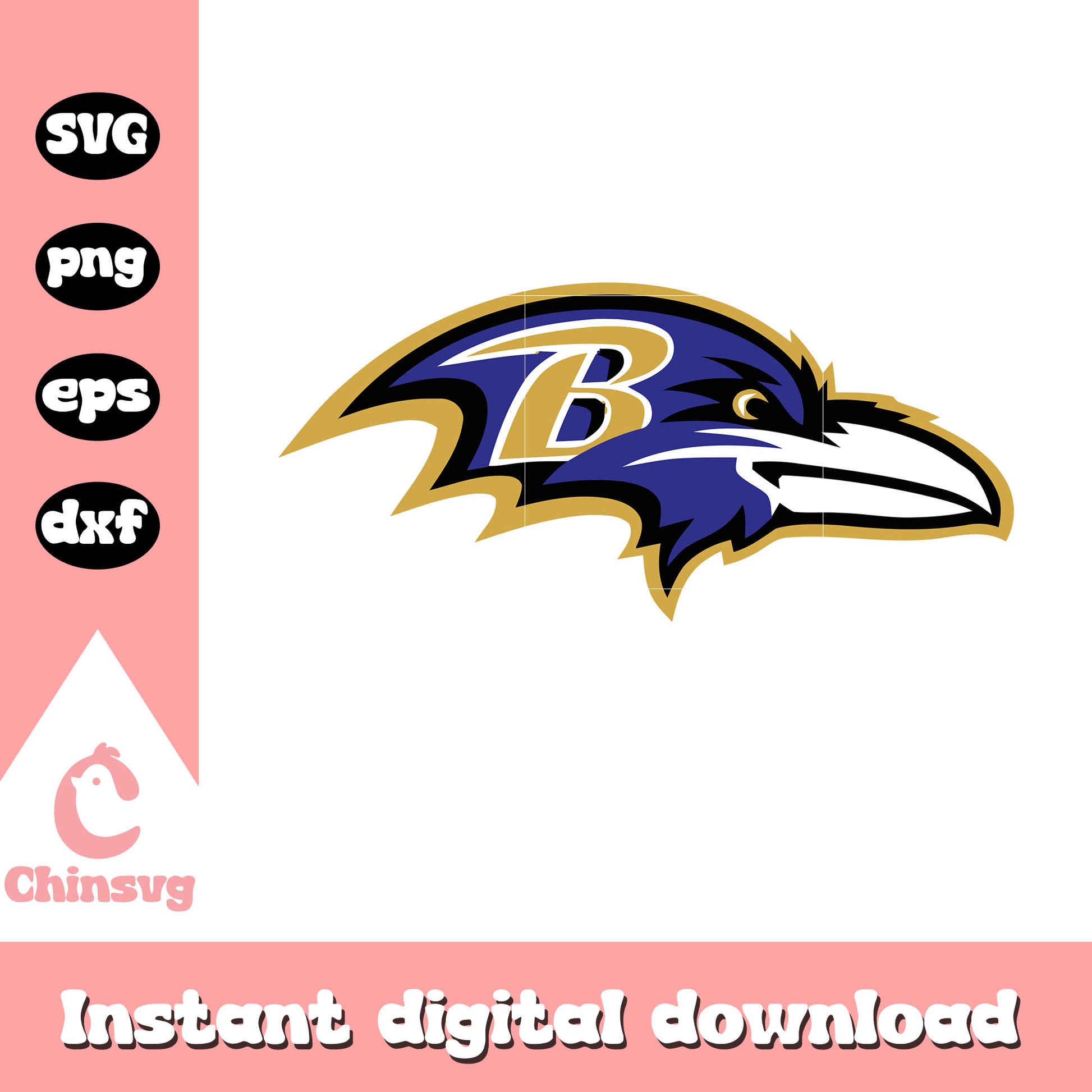 NFL baltimore ravens team logo design svg, nfl lines svg