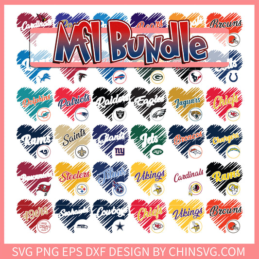 NFL team heart logo bundle design svg, nfl teams svg