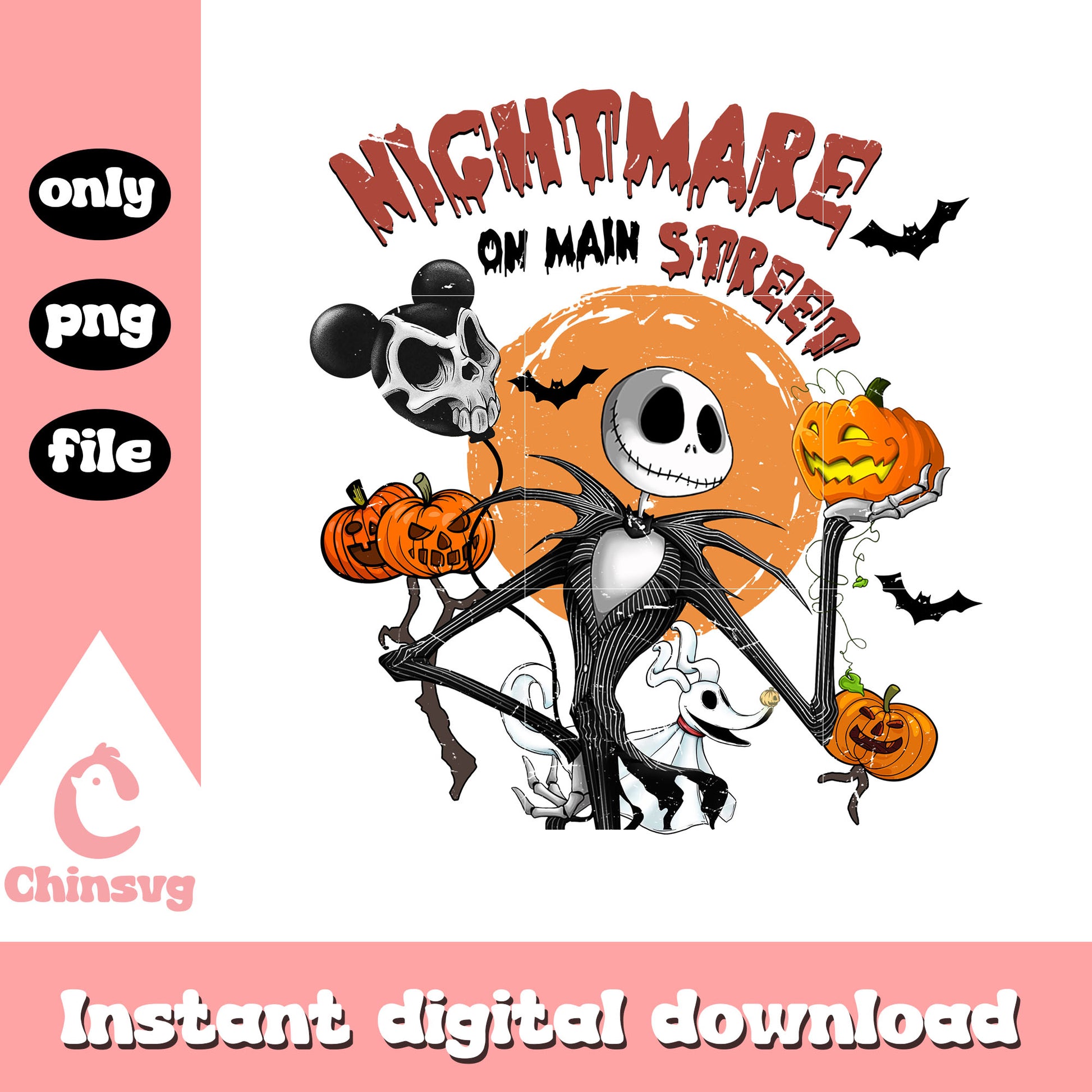 NJack nightmare on main street balloon design png, jack skellington art png