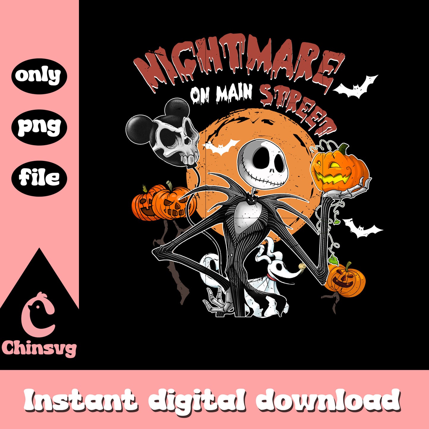 NJack nightmare on main street balloon png, jack skellington png