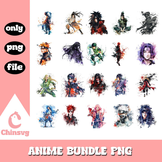 Naruto anime watercolor design bundle png