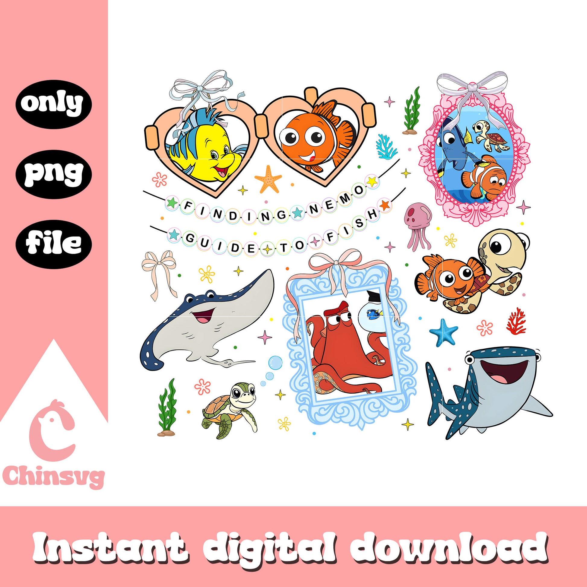 Nemo fish cartoon coquette wall mirror png, nemo and dory png