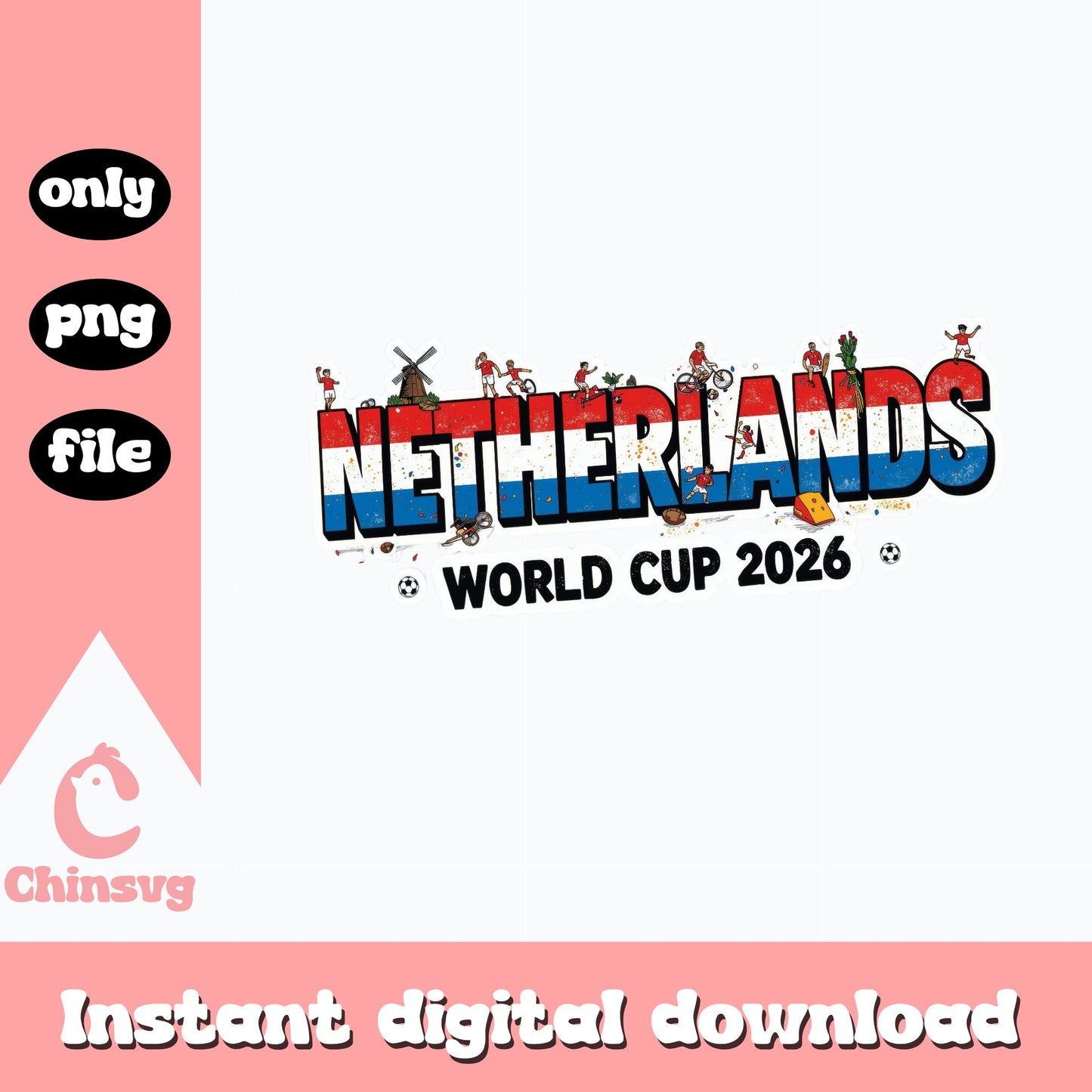 Netherlands World Cup 2026 PNG, Soccer Fan Shirt, Football PNG