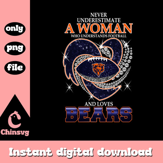 Never underestimate bears design png, chicago bears logo​ png