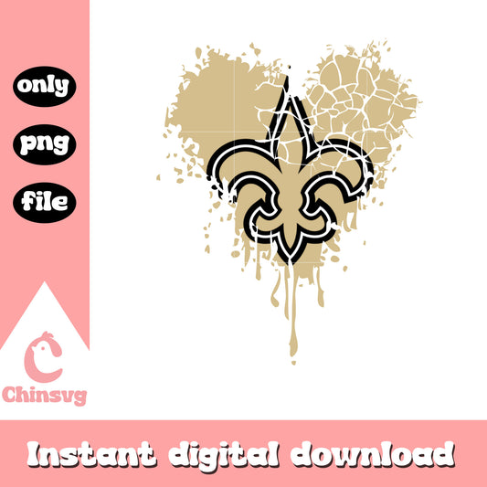 New Orleans Saints retro heart design png, football logo png