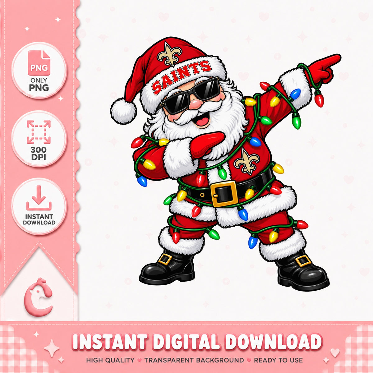 New Orleans Saints Santa Claus, Christmas Dabbing Santa, PNG