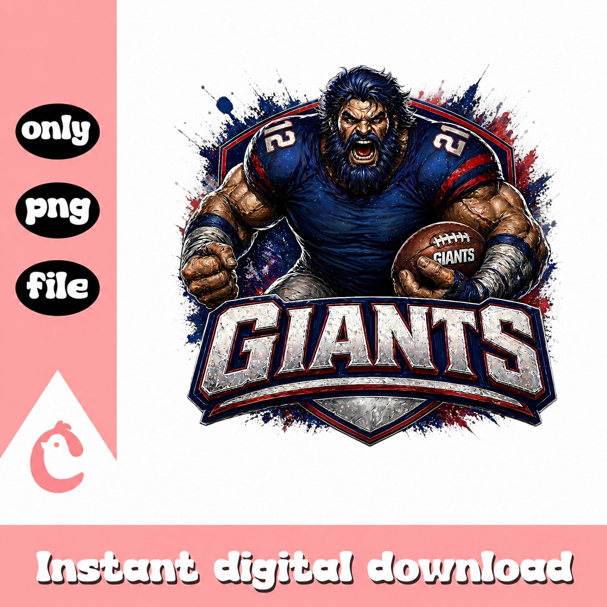 New York Giants Football Mascot PNG, Giants NFL PNG, Football PNG
