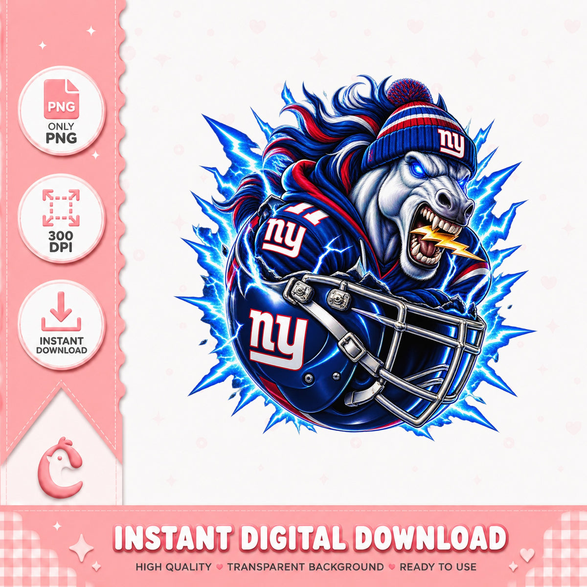 New York Giants Horse PNG, NFL Football Team, Instant Download PNG