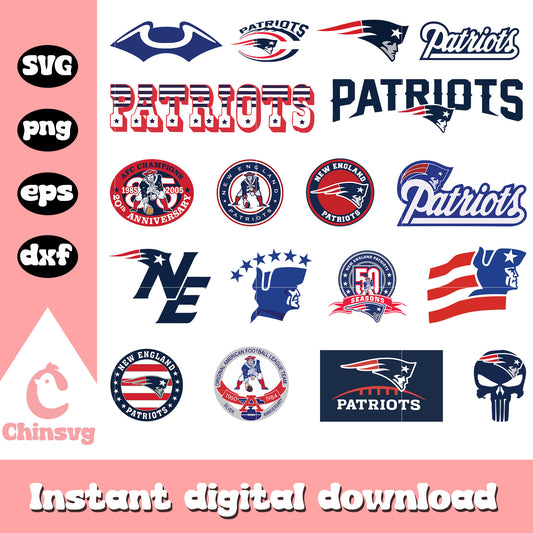 New england patriots logo bundle design svg, new england patriots svg