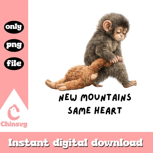 New mountains same heart quote png, monkey punch art​ png