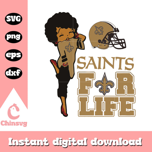New orleans saints betty boop for life svg, logo new orleans saints svg