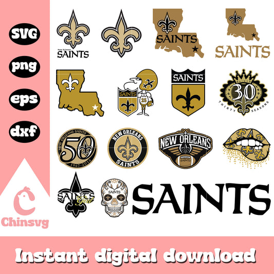 New orleans saints logo bundle design svg, new orleans saints svg