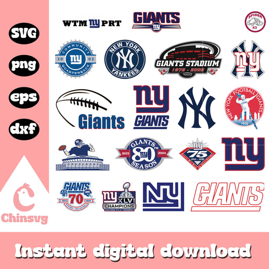 New york giants logo bundle design svg, new york giants svg