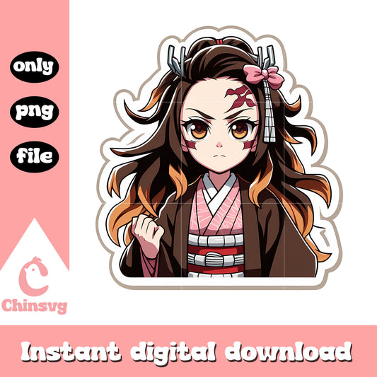 Nezuko cute face clipping png, Demon Slayer Flower png, anime png