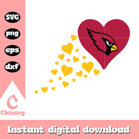 Nfl arizona cardinals team heart art svg, nfl cardinals svg