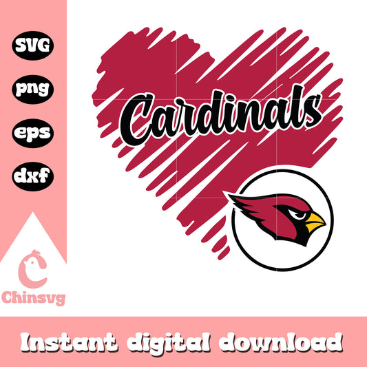 Nfl arizona cardinals team heart fingerfrint svg, arizona cardinals art svg