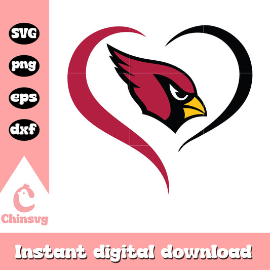 Nfl arizona cardinals team heart shape svg, arizona nfl team svg