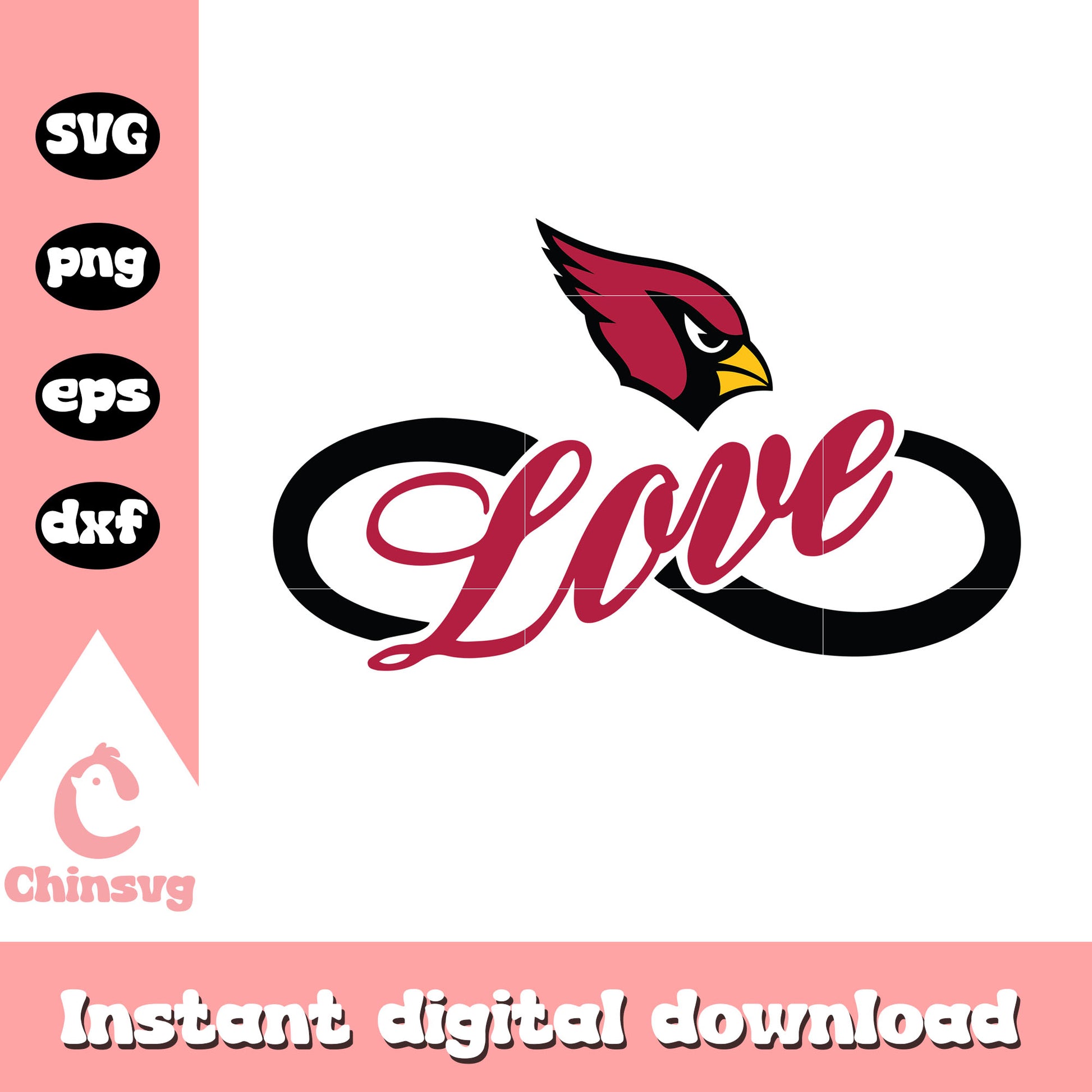 Nfl arizona cardinals team love logo svg, arizona cardinals decor svg