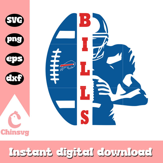 Nfl buffalo bills ball player design svg, buffalo bills svg