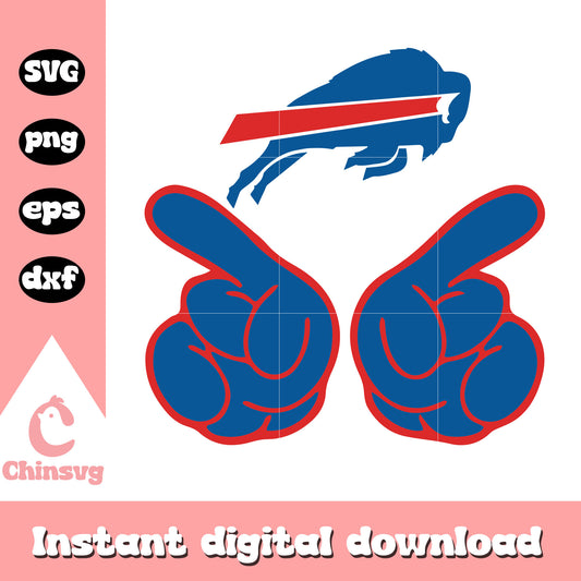 Nfl buffalo bills hand logo svg, buffalo bills football svg