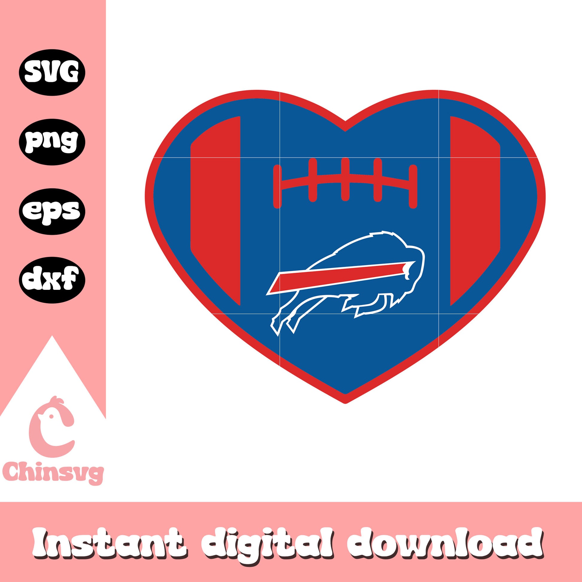 Nfl buffalo bills heart ball logo svg, buffalo bills nfl svg