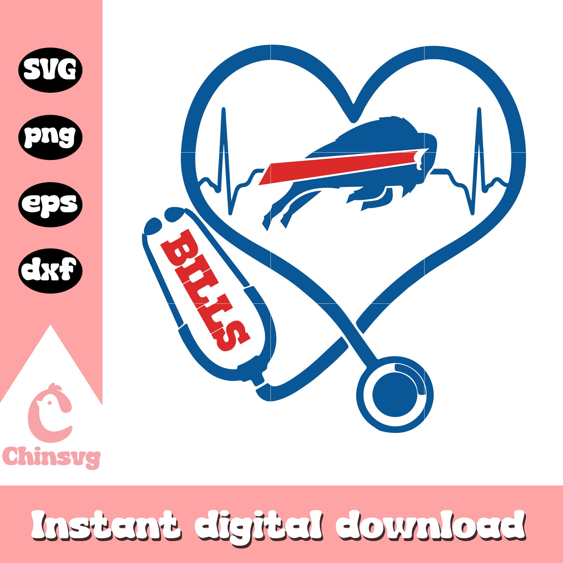 Nfl buffalo bills heart stethoscope logo svg, buffalo bills retro logo svg 