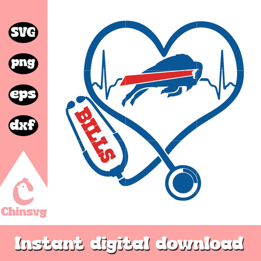 Nfl buffalo bills heart stethoscope logo svg, buffalo bills retro logo svg 