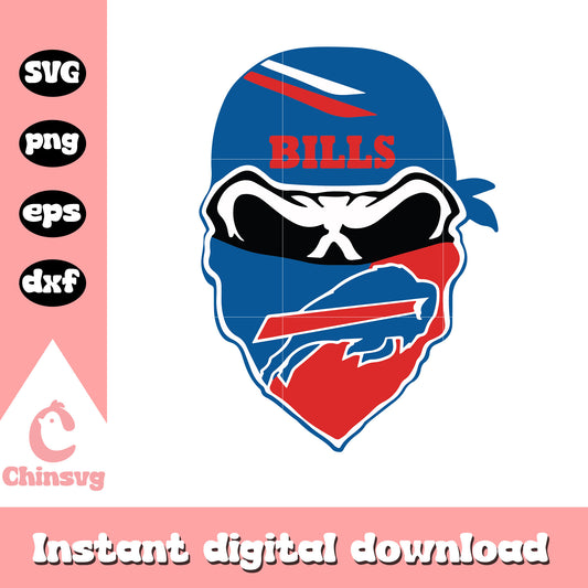 Nfl buffalo bills masked skull svg, buffalo bills logo images svg