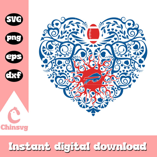 Nfl buffalo bills team heart flower logo svg, the logo of buffalo bills svg