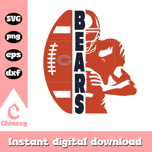 Nfl chicago bears ball player svg, retro chicago bears logo svg