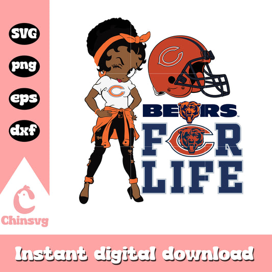 Nfl chicago bears betty boop for life svg, vintage chicago bears logo svg