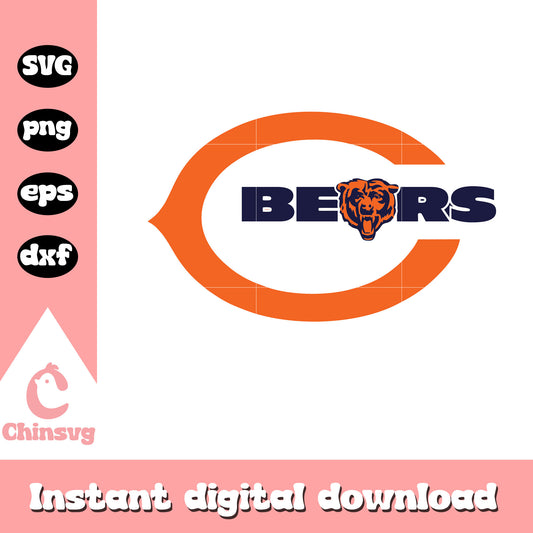 Nfl chicago bears c bears logo design svg, chicago bears retro logo svg