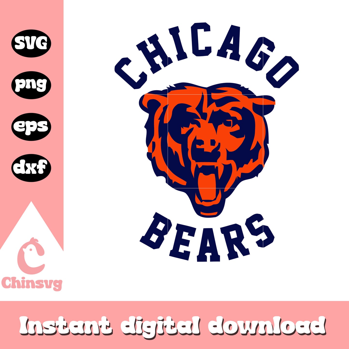 Nfl chicago bears head of bear design svg, chicago bear head logo svg