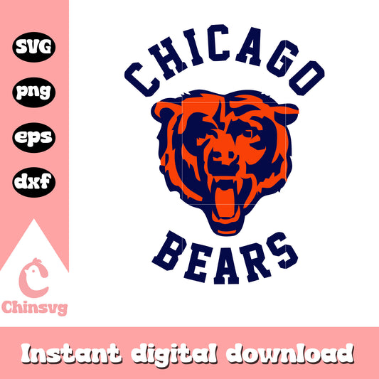 Nfl chicago bears head of bear design svg, chicago bear head logo svg