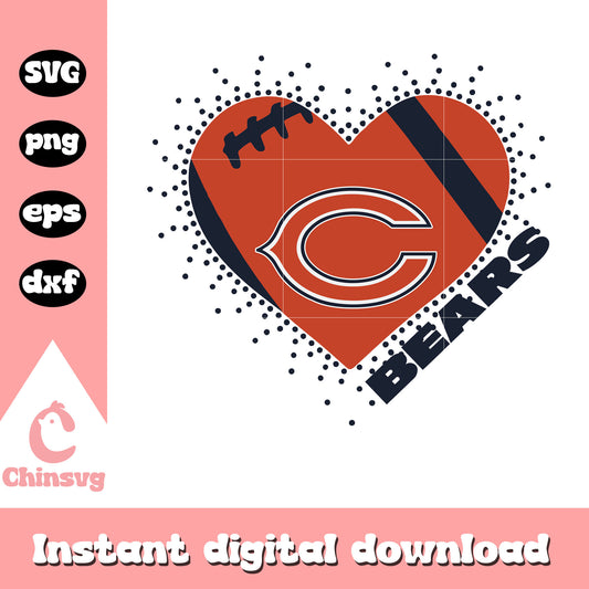 Nfl chicago bears heart bears svg, chicago bears c logo svg