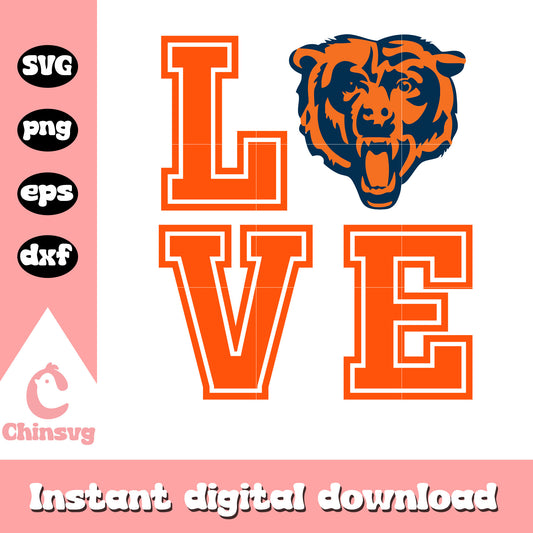 Nfl chicago bears love symbol svg, chicago bears team logo svg