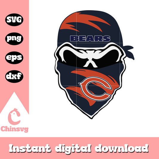 Nfl chicago bears masked skull svg, chicago bears cool logo svg