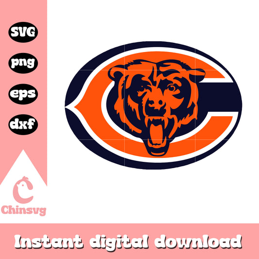 Nfl chicago bears sport team logo design svg, chicago bear logo svg