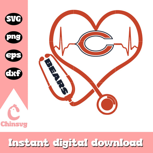 Nfl chicago bears stethoscope design svg, chicago bears vintage logo svg
