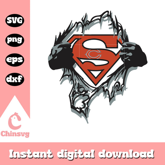 Nfl chicago bears super in heart svg, nfl chicago bears logo svg
