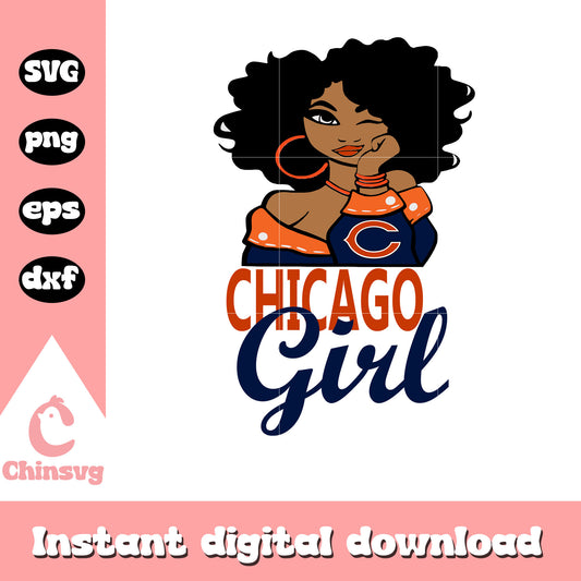 Nfl chicago bears team chicago girl svg, chicago bears logo pics svg