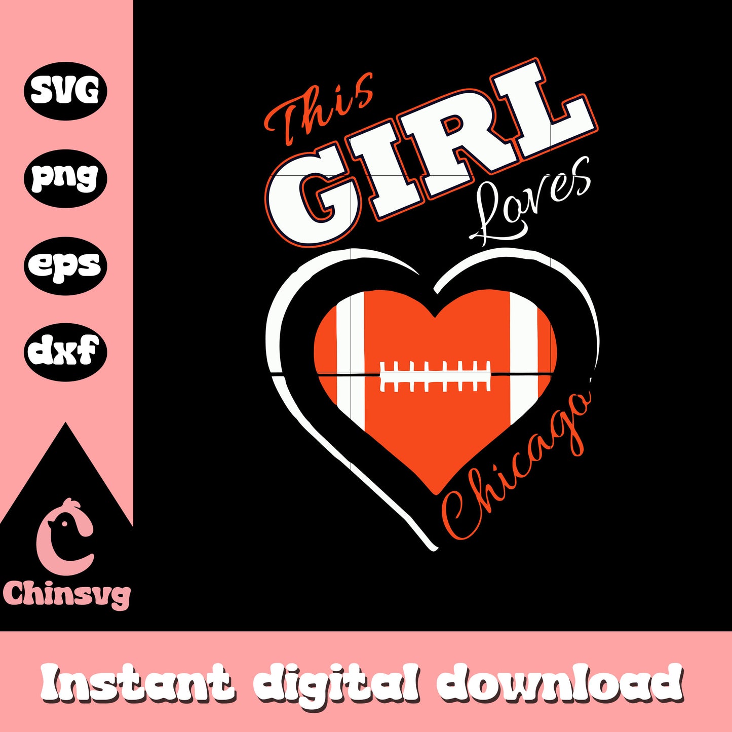 Nfl chicago bears this girl loves chicago svg, chicago bears bear logo svg