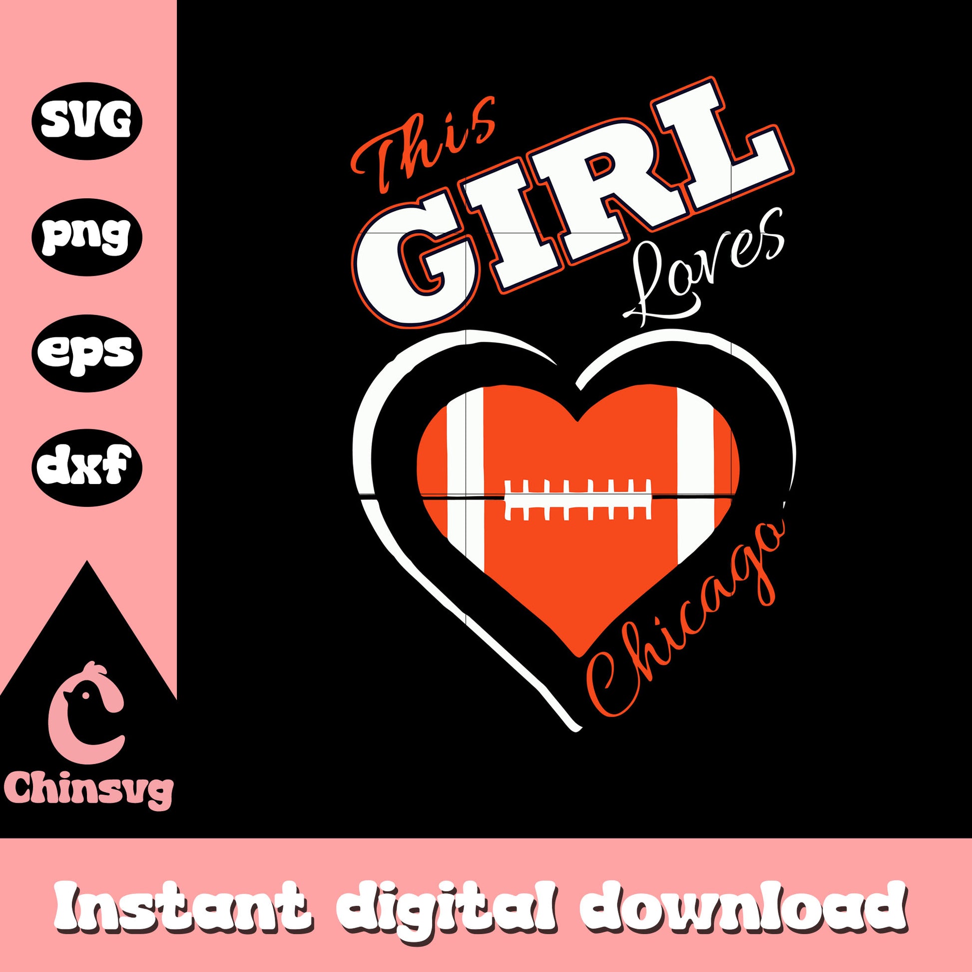 Nfl chicago bears this girl loves chicago svg, chicago bears bear logo svg