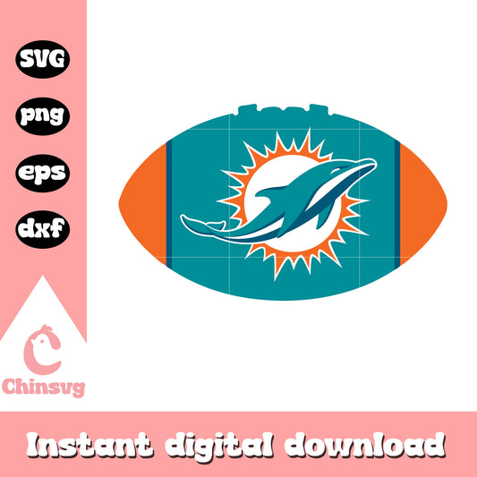 Nfl football miami dolphins ball art svg, nfl dolphins logo svg