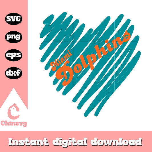 Nfl football miami dolphins heart vector svg, dolphin miami nfl svg