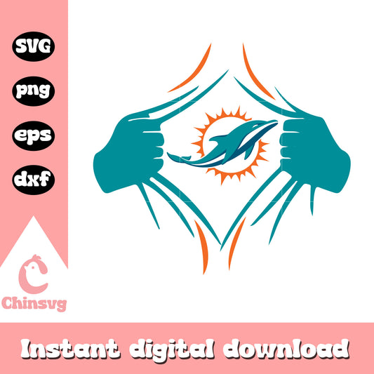 Nfl football miami dolphins logo in my heart design svg, nfl dolphins svg